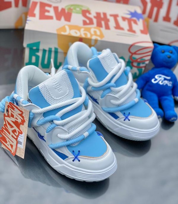 White/blue sneakers